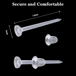 Plastic Earrings, 200 PCS Invisible Clear Post Studs for Sports, Work - Flat Silicone Rubber Plastic Earrings, 200 PCS Invisible Clear Post Studs for Sports, Work - Flat Silicone Rubber
