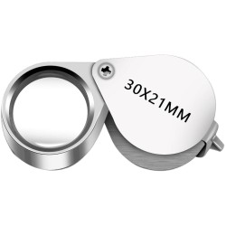 Jewelers Loupe Magnifier Pocket Foldable 30x 21mm Jewelry Eye Magnifying Glass Magnifier for Jewelers Gems Diamonds Plants Coins Stamps Antiques and More