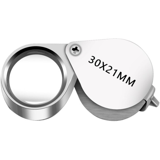 Jewelers Loupe Magnifier Pocket Foldable 30x 21mm Jewelry Eye Magnifying Glass Magnifier for Jewelers Gems Diamonds Plants Coins Stamps Antiques and More Jewelers Loupe Magnifier Pocket Foldable 30x 21mm Jewelry Eye Magnifying Glass Magnifier for Jewelers Gems Diamonds Plants Coins Stamps Antiques and More