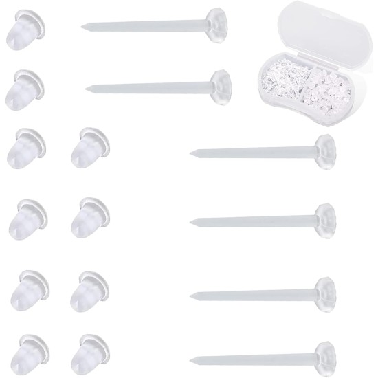 Plastic Earrings, 200 PCS Invisible Clear Post Studs for Sports, Work - Flat Silicone Rubber