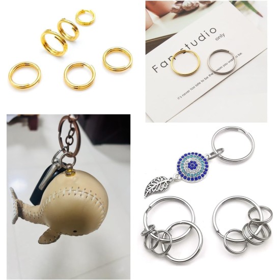 6 Size Gold and Sliver Jump Rings,Double Loops Round Split Small and Medium Key Chain Ring for Jewelry Making and Keychain Home Car Dog tag Rings DIY Crafts 6 Size Gold and Sliver Jump Rings,Double Loops Round Split Small and Medium Key Chain Ring for Jewelry Making and Keychain Home Car Dog tag Rings DIY Crafts