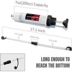 Thorstone 200cc Automotive Fluid Extractor Pump, Manual Oil Change Syringe with 2pcs 22cm PVC Suction Tubes Thorstone 200cc Automotive Fluid Extractor Pump, Manual Oil Change Syringe with 2pcs 22cm PVC Suction Tubes