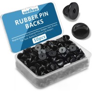 50PCS Rubber Pin Backs – PVC Lapel Pin Backings, Replacement for Enamel Pins, Badges, Hats, Brooch, Tie Tack, Butterfly Clutch Cap Keepers – Securely Hold Pins & Accessories - Black