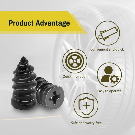 60PCS Tire Repair Rubber Nail, Vacuum Tire Repair Kits Spiral Rubber Nails, Tire Screw Plug Fast Tool Self Service Tire Repair Nail for car, Motorcycle, Truck, Tractor Tire Puncture Repair 60PCS Tire Repair Rubber Nail, Vacuum Tire Repair Kits Spiral Rubber Nails, Tire Screw Plug Fast Tool Self Service Tire Repair Nail for car, Motorcycle, Truck, Tractor Tire Puncture Repair