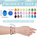 PH PandaHall 2160pcs 6mm Crystal Beads Bicone Bracelet Bead Faceted Acrylic Beads 24 Colors Rainbow Loose Craft Bead for Friendship Bracelet Necklace Earring Jewelry Making Flower Bag Decoration