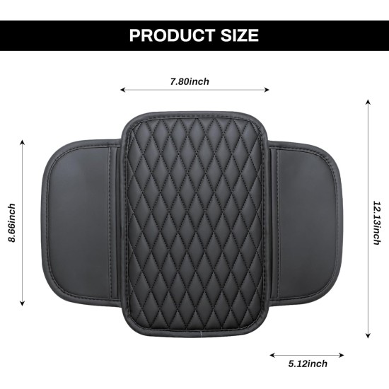 Ouzorp Car Center Console Cover, Upgraded Microfiber Leather Car Arm Rest Cover with 2 Storage Bags, Universal Armrest Cover for Car Storage Box Car Interior Accessories Protector for Most Vehicle