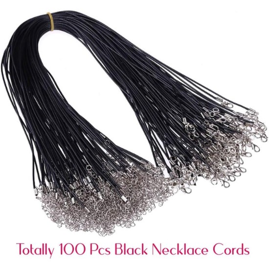 Selizo 100Pcs Necklace Cord for Jewelry Making, Black Waxed String Bracelet Making Supplies