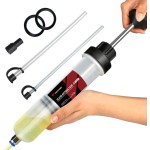 Thorstone 200cc Automotive Fluid Extractor Pump, Manual Oil Change Syringe with 2pcs 22cm PVC Suction Tubes