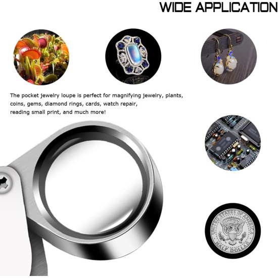 Jewelers Loupe Magnifier Pocket Foldable 30x 21mm Jewelry Eye Magnifying Glass Magnifier for Jewelers Gems Diamonds Plants Coins Stamps Antiques and More Jewelers Loupe Magnifier Pocket Foldable 30x 21mm Jewelry Eye Magnifying Glass Magnifier for Jewelers Gems Diamonds Plants Coins Stamps Antiques and More