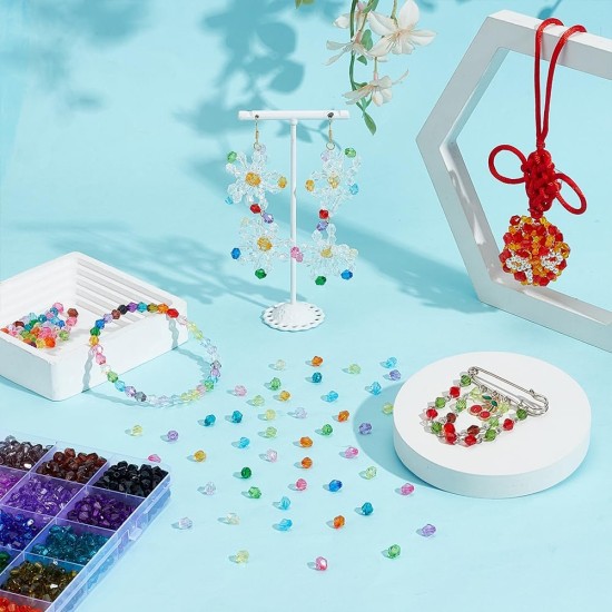 PH PandaHall 2160pcs 6mm Crystal Beads Bicone Bracelet Bead Faceted Acrylic Beads 24 Colors Rainbow Loose Craft Bead for Friendship Bracelet Necklace Earring Jewelry Making Flower Bag Decoration