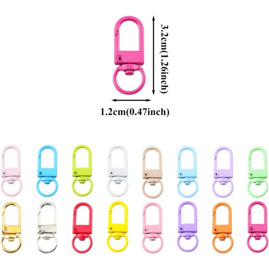 KJML DIY Keychain clip 60pcs Swivel Snap Lobster Claw Keychain Clasps Lanyard Hardware Key Chain Hooks for Bag Charm