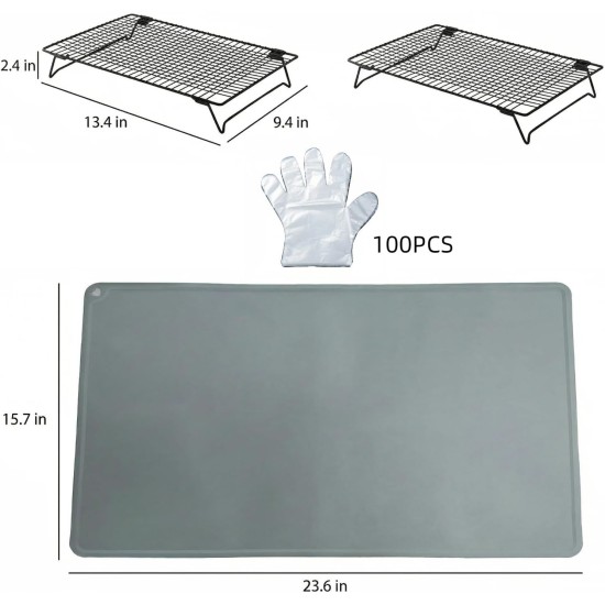 ZZOFSWORM Tie Dye Kit with 2 Adjustable Folding Racks, Non-Slip Silicone Pad & 100 Disposable Gloves | DIY Tie-Dye Supplies for Shirts, Scarves, Bags | Easy Clean, Portable Craft Tool