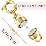 Magnetic Clasps for Necklaces Strong Magnetic Necklace Clasps and Closures, 14K Gold and Silver Bracelet Converter for Women