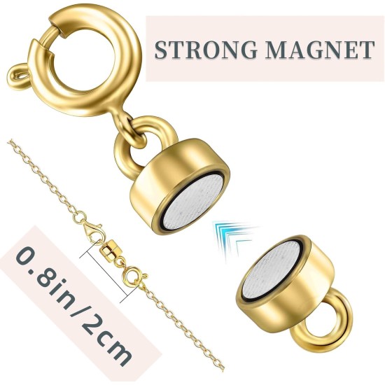 Magnetic Clasps for Necklaces Strong Magnetic Necklace Clasps and Closures, 14K Gold and Silver Bracelet Converter for Women