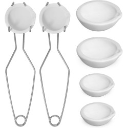 Novellaire-8 Pcs Crucibles for Melting Metal Kit, 4 Ceramic Quartz Crucibles and 2 Upgraded and Enlarged Ceramic Quartz Crucibles, 2 Pcs Whipclip Handle 2a, Melting Metals Like Gold and Silver