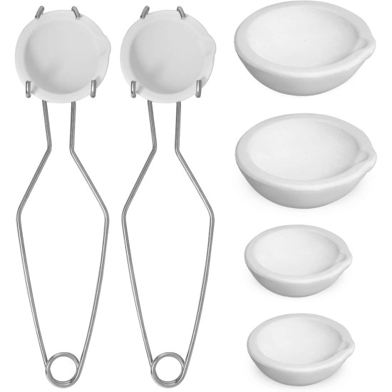 Novellaire-8 Pcs Crucibles for Melting Metal Kit, 4 Ceramic Quartz Crucibles and 2 Upgraded and Enlarged Ceramic Quartz Crucibles, 2 Pcs Whipclip Handle 2a, Melting Metals Like Gold and Silver Novellaire-8 Pcs Crucibles for Melting Metal Kit, 4 Ceramic Quartz Crucibles and 2 Upgraded and Enlarged Ceramic Quartz Crucibles, 2 Pcs Whipclip Handle 2a, Melting Metals Like Gold and Silver