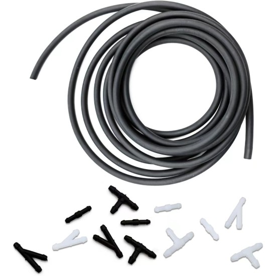 Windshield Washer Hose Kit, 4 Meter Washer Fluid Hose with 12 Pcs Hose Connectors, Suitable for Most Car Windshield Washer Tubing