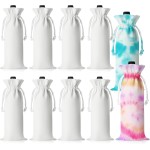 Silkfly 10 Set White Cotton Wine Bottle Bags for Tie Dye Kit, Items Things to Tie Dye, Bulk Blank Wine Bottle Gift Bags with Drawstrings for DIY Birthday Wedding Party Supplies