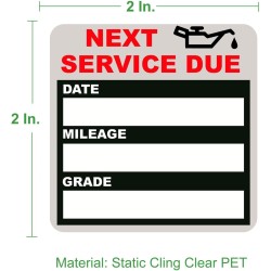 Oil Change Stickers Static Cling, 120pcs 2x2 Inches Oil Change Reminder Sticker for Windshield with No Residue, Clear Next Service Due Labels for Car Auto Vehicle Window Oil Change Stickers Static Cling, 120pcs 2x2 Inches Oil Change Reminder Sticker for Windshield with No Residue, Clear Next Service Due Labels for Car Auto Vehicle Window