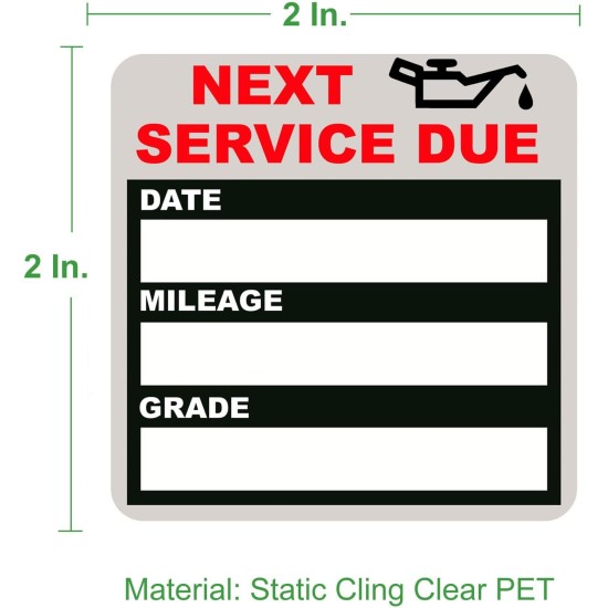 Oil Change Stickers Static Cling, 120pcs 2x2 Inches Oil Change Reminder Sticker for Windshield with No Residue, Clear Next Service Due Labels for Car Auto Vehicle Window Oil Change Stickers Static Cling, 120pcs 2x2 Inches Oil Change Reminder Sticker for Windshield with No Residue, Clear Next Service Due Labels for Car Auto Vehicle Window