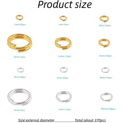 6 Size Gold and Sliver Jump Rings,Double Loops Round Split Small and Medium Key Chain Ring for Jewelry Making and Keychain Home Car Dog tag Rings DIY Crafts 6 Size Gold and Sliver Jump Rings,Double Loops Round Split Small and Medium Key Chain Ring for Jewelry Making and Keychain Home Car Dog tag Rings DIY Crafts
