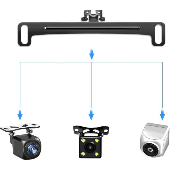 Pixelman Universal Car Rear View Camera License Plate Bracket, Upgraded Full Stainless Steel Backup Camera Mount, Dash Cam Mirror Accessory, Only Installation Holder
