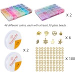 【2 Pack】 More Than 1300PCS Round Glass Beads for Jewelry Making,48 Colors 8mm Crystal Beads for Bracelets Jewelry Making and DIY Crafts, 2 Box Round Beads Suitable for Beginners. (Solid+Printing)