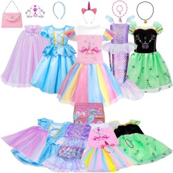 Meland Princess Dress Up - Dress Up Clothes for Girls with Toys,Christmas Birthday Gift for Toddler Girls 3,4,5,6,7,8 Years