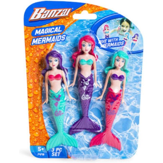 Fun Stuff Banzai Spring and Summer 3 Piece Magical Mermaid Dolls, in Assorted Colors Fun Stuff Banzai Spring and Summer 3 Piece Magical Mermaid Dolls, in Assorted Colors