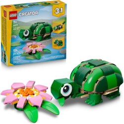 LEGO Creator 3 in 1 Turtle with a Water Lily Flower Building Toy for Girls & Boys - Kids Build a Chameleon, Frog, or Turtle Toy Figure - Gift Idea for Animal Lovers, Ages 7+ - 31377