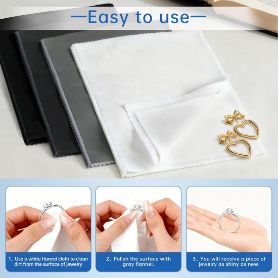 CLWBO 4PCS Silver Polish Cloth 10”×12”, Jewelry Polishing Cloth for Gold Silver Platinum, Reusable, Polishing Cloth for Jewelry & Silverware, Effective Silver Polish to Clean & Shine Jewelry CLWBO 4PCS Silver Polish Cloth 10”×12”, Jewelry Polishing Cloth for Gold Silver Platinum, Reusable, Polishing Cloth for Jewelry & Silverware, Effective Silver Polish to Clean & Shine Jewelry