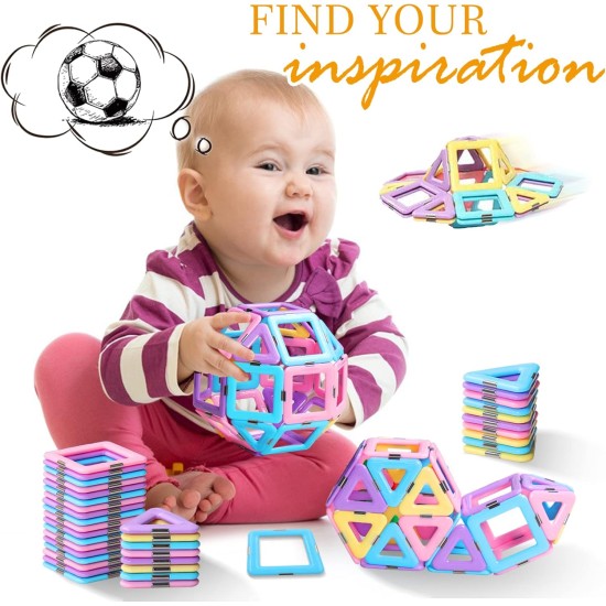 Magnetic Tiles Toys for 3 4 5 6 7 8+ Year Old Boys Girls Upgrade Macaron Castle Blocks Building Set for Toddlers STEM Creativity/Educational Toys for Kids Age 3-6 Christmas Birthday Gifts