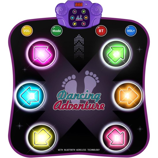 Flooyes Dance Mat Toys for 3-12 Year Old Kids, Electronic Dance Pad with Light-up 6-Button Wireless Bluetooth, Music Dance with 5 Game Modes, Birthday Toys Gifts for 3 4 5 6 7 8 9 10+ Year Old Girls Flooyes Dance Mat Toys for 3-12 Year Old Kids, Electronic Dance Pad with Light-up 6-Button Wireless Bluetooth, Music Dance with 5 Game Modes, Birthday Toys Gifts for 3 4 5 6 7 8 9 10+ Year Old Girls
