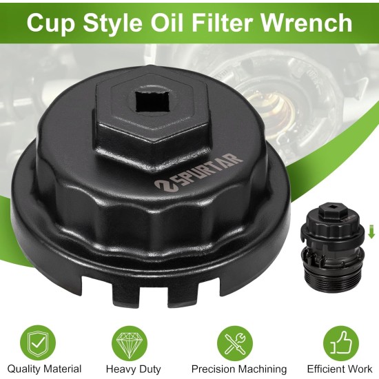 Spurtar Oil Filter Wrench for Toyota Cap Style Oil Filter Removal Tool 64mm for Lexus, Camry, 4 Runner, RAV4, Tundra, Tacoma, Highlander, Sienna, Sequoia, Avaion, Venza 2.5-5.7L Engine