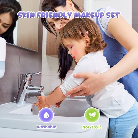 PERRYHOME Kids Makeup Set for Girl 56 Pcs Washable Real Cosmetic, Non-Toxic Frozen Toys Toddler Makeup Kit, 2026 New CPF Sustainable Materials Birthday Gift for 3 4 5 6 7 8 9 10 11 12 Year Old Girls