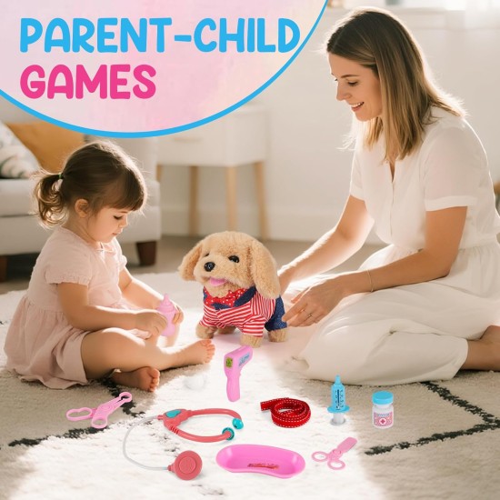 Toddler Toy 10 Pcs Interactive Retriever Robot Dog Toy - Walking & Stuffed Puppy with Stethoscope for Vet Role Play, Educational Toddler Gifts for 3 Year Old Girl Toddler Toy 10 Pcs Interactive Retriever Robot Dog Toy - Walking & Stuffed Puppy with Stethoscope for Vet Role Play, Educational Toddler Gifts for 3 Year Old Girl