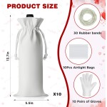 Silkfly 10 Set White Cotton Wine Bottle Bags for Tie Dye Kit, Items Things to Tie Dye, Bulk Blank Wine Bottle Gift Bags with Drawstrings for DIY Birthday Wedding Party Supplies