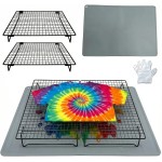 ZZOFSWORM Tie Dye Kit with 2 Adjustable Folding Racks, Non-Slip Silicone Pad & 100 Disposable Gloves | DIY Tie-Dye Supplies for Shirts, Scarves, Bags | Easy Clean, Portable Craft Tool
