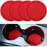 SINGARO Car Cup Coaster, 4PCS Universal Non-Slip Cup Holders Embedded in Ornaments Coaster, Car Interior Accessories, Red SINGARO Car Cup Coaster, 4PCS Universal Non-Slip Cup Holders Embedded in Ornaments Coaster, Car Interior Accessories, Red