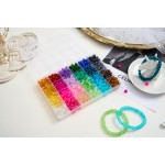 【2 Pack】 More Than 1300PCS Round Glass Beads for Jewelry Making,48 Colors 8mm Crystal Beads for Bracelets Jewelry Making and DIY Crafts, 2 Box Round Beads Suitable for Beginners. (Solid+Printing)