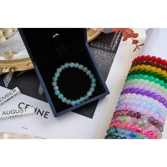 【2 Pack】 More Than 1300PCS Round Glass Beads for Jewelry Making,48 Colors 8mm Crystal Beads for Bracelets Jewelry Making and DIY Crafts, 2 Box Round Beads Suitable for Beginners. (Solid+Printing)