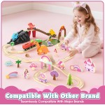 Lehoo Castle Wooden Train Set - Unicorn Train Set for Toddlers 2-4, Wooden Train Track Toddler Girl Toys, Pink Train Fantasy Toys for 3 4 5 6 7 Year Old Girl