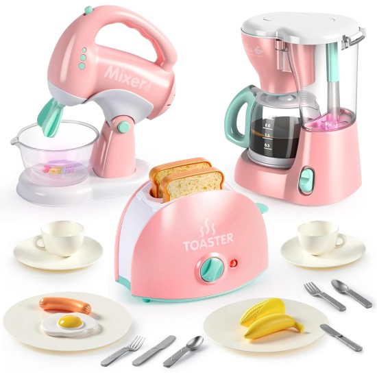 Joyin Play Kitchen Toys, Pretend Food Kitchen Accessories Girls Toy with Coffee Maker, Mixer, Toaster with Realistic Lights& Sounds, Birthday Gift for Kids, Easter Basket Stuffers Joyin Play Kitchen Toys, Pretend Food Kitchen Accessories Girls Toy with Coffee Maker, Mixer, Toaster with Realistic Lights& Sounds, Birthday Gift for Kids, Easter Basket Stuffers