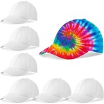 Silkfly 6 Pcs Cotton White Plain Baseball Cap for Tie Dye Kit Items Things for Tie Dye (Small)