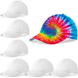 Silkfly 6 Pcs Cotton White Plain Baseball Cap for Tie Dye Kit Items Things for Tie Dye (Small)