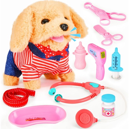 Toddler Toy 10 Pcs Interactive Retriever Robot Dog Toy - Walking & Stuffed Puppy with Stethoscope for Vet Role Play, Educational Toddler Gifts for 3 Year Old Girl Toddler Toy 10 Pcs Interactive Retriever Robot Dog Toy - Walking & Stuffed Puppy with Stethoscope for Vet Role Play, Educational Toddler Gifts for 3 Year Old Girl