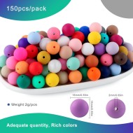 150Pcs 15mm Silicone Beads for Keychain Making and Bracelet Making,30 Colors Round Silicone Beads for Pens（Multicolor）