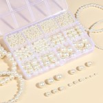 1228pcs Pearl Beads for Jewelry Making Pearl Beads for Bracelets Pearl Beads for Crafts Pearl Beads for Bracelet Making Kit Pearl Beads with Holes for Jewelry Making, Imitation Pearls for Fillers