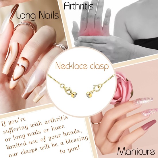 Magnetic Clasps for Necklaces Strong Magnetic Necklace Clasps and Closures, 14K Gold and Silver Bracelet Converter for Women