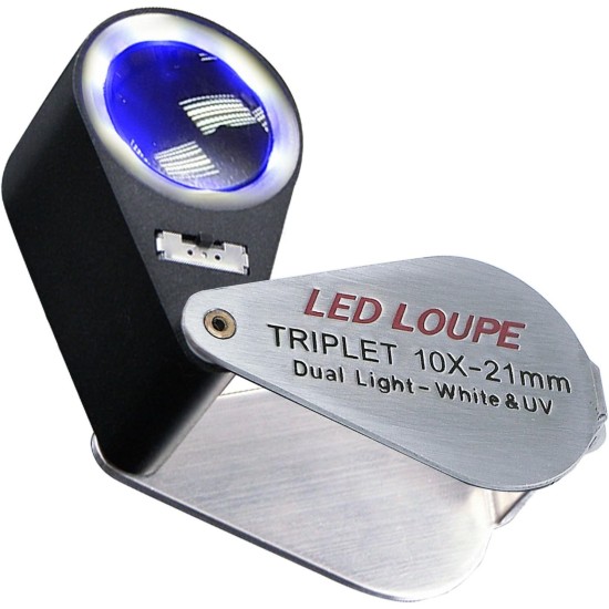 Gain Express Jewelers Loupe Magnifier, Jewelry Loop Magnifier with Light, Hastings Triplet Loupe 10X for Coin, Gem, Stamp, Diamond etc (White LED & UV Light) Gain Express Jewelers Loupe Magnifier, Jewelry Loop Magnifier with Light, Hastings Triplet Loupe 10X for Coin, Gem, Stamp, Diamond etc (White LED & UV Light)